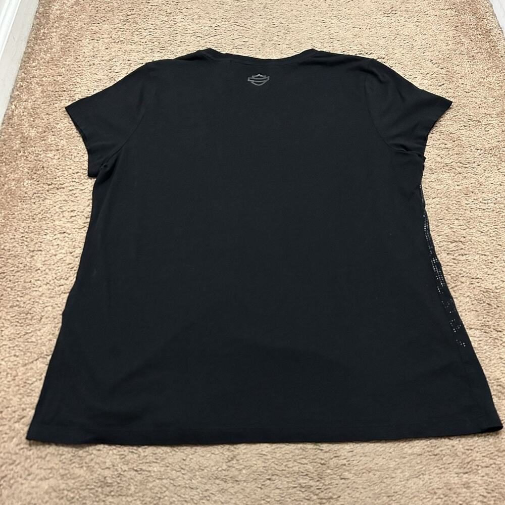 Harley Davidson Women’s Metallic Print Front Tee Black Silver Size XL - Picture 7 of 7